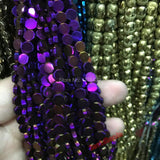 Hematite Hexagon Spacer Beads 6mm Purple Rainbow Silver Plated