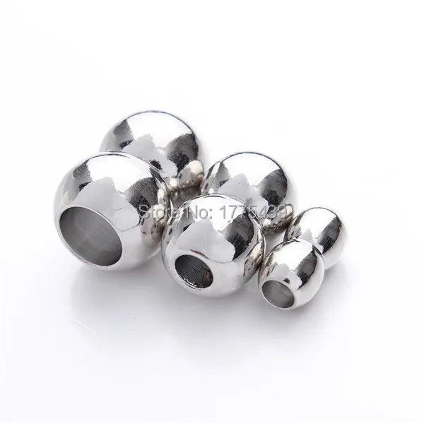 10pcs 7mm Round Leather Cord Rhodium Plated Magnetic Clasps