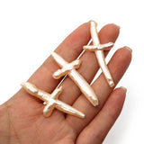 Natural Freshwater Pearl Beads Cross Shaped DIY Necklace Earrings