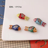 4pcs Hand-painted Fish Ceramic Beads for DIY Necklace Bracelet
