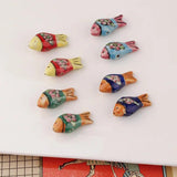 4pcs Hand-painted Fish Ceramic Beads for DIY Necklace Bracelet