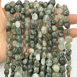7-10mm Green Rutilated Quartz Crystal Stone Beads for Jewelry Making