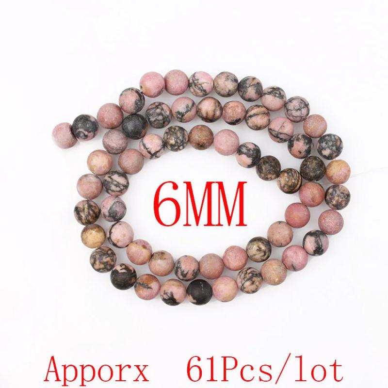 Forsted Matte Rhodonite Natural Stone Beads 6-12 MM Round