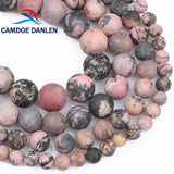 Forsted Matte Rhodonite Natural Stone Beads 6-12 MM Round