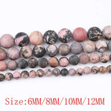 Forsted Matte Rhodonite Natural Stone Beads 6-12 MM Round