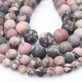 Forsted Matte Rhodonite Natural Stone Beads 6-12 MM Round