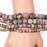 Forsted Matte Rhodonite Natural Stone Beads 6-12 MM Round