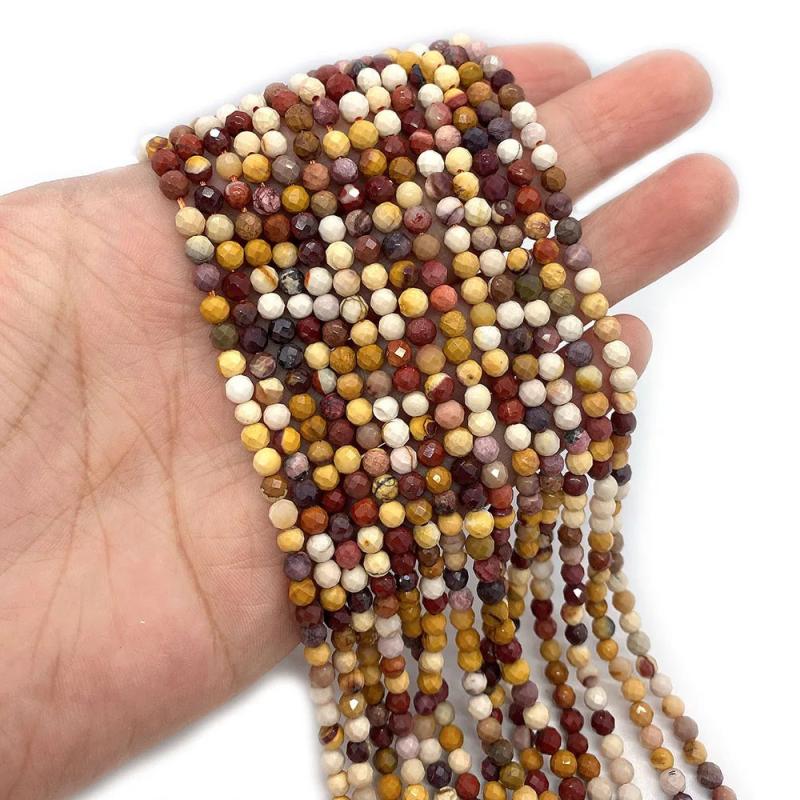 Stone Faceted Egg Yolk Beads 3-4mm Semi-Precious Round Charm