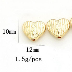 10 PCS 12mm Plated Beads Metal Alloy Round Heart Spacer Bead DIY Accessories