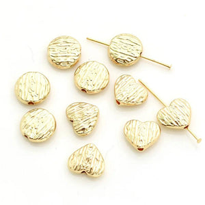 10 PCS 12mm Plated Beads Metal Alloy Round Heart Spacer Bead DIY Accessories