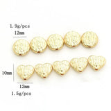 10 PCS 12mm Plated Beads Metal Alloy Round Heart Spacer Bead DIY Accessories