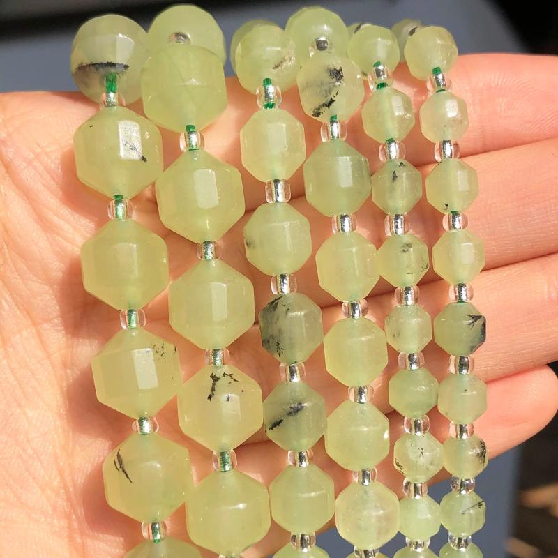 Faceted Prehnite Olive Shape Beads 6/8/10mm