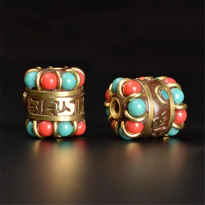 2 PCS Metal Brass Set Auger Nepal Spacer Beads 2.3mm Hole Beads