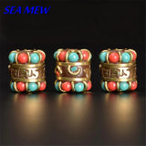 2 PCS Metal Brass Set Auger Nepal Spacer Beads 2.3mm Hole Beads