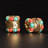 2 PCS Metal Brass Set Auger Nepal Spacer Beads 2.3mm Hole Beads