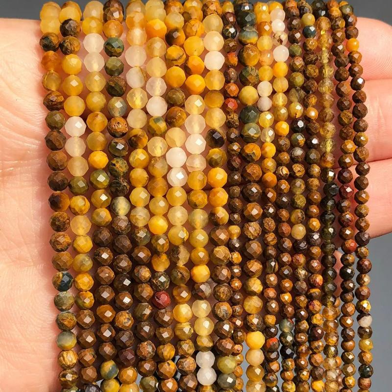 Faceted Yellow Pietersite Stone Beads 2-3mm for Jewelry Making