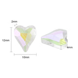 30Pcs 10x12mm Crystal Glass Heart Beads for Jewelry Making DIY
