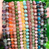 Colorful Fluorite Quartz Stone Beads Column Shape Natural Loose Beads 7.5''