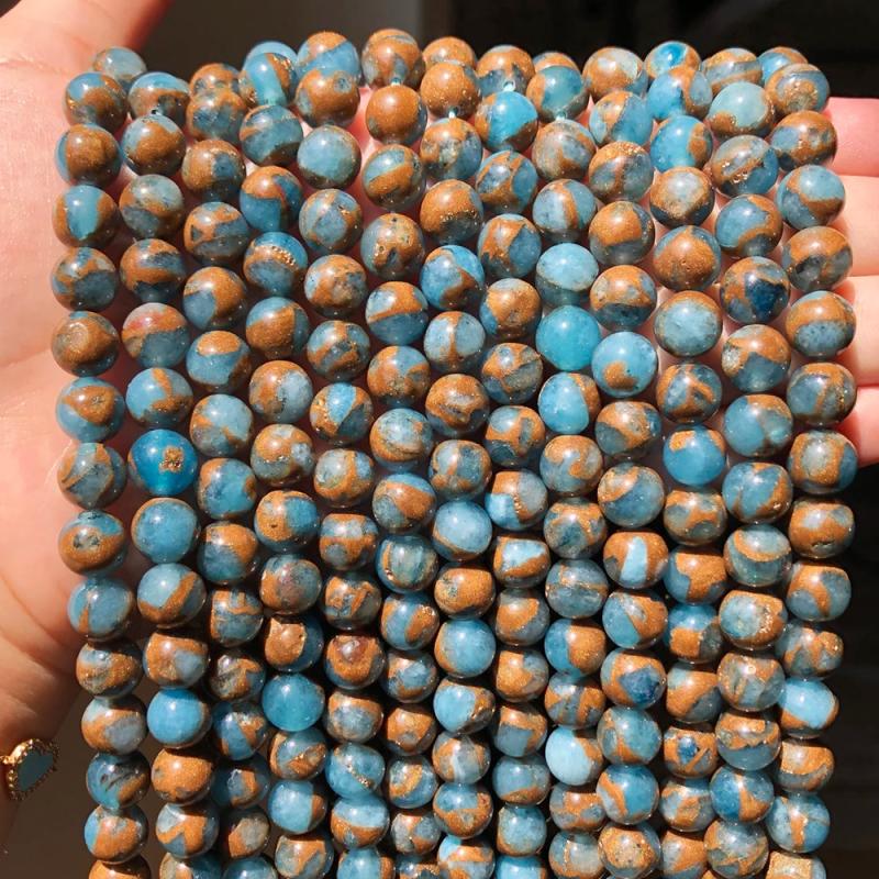 Natural Stone Cloisonne Golden Stripe Spacer Beads 6/8/10MM for Jewelry Making