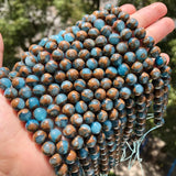 Natural Stone Cloisonne Golden Stripe Spacer Beads 6/8/10MM for Jewelry Making