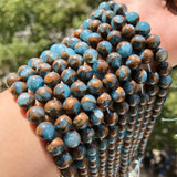 Natural Stone Cloisonne Golden Stripe Spacer Beads 6/8/10MM for Jewelry Making