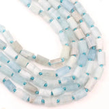 Faceted Aquamarines Stone Cylinder Beads for Jewelry Making