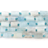 Faceted Aquamarines Stone Cylinder Beads for Jewelry Making