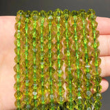 Faceted Green Peridot Stone Beads Gem Round Spacer 15''Strand