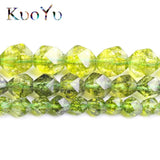 Faceted Green Peridot Stone Beads Gem Round Spacer 15''Strand