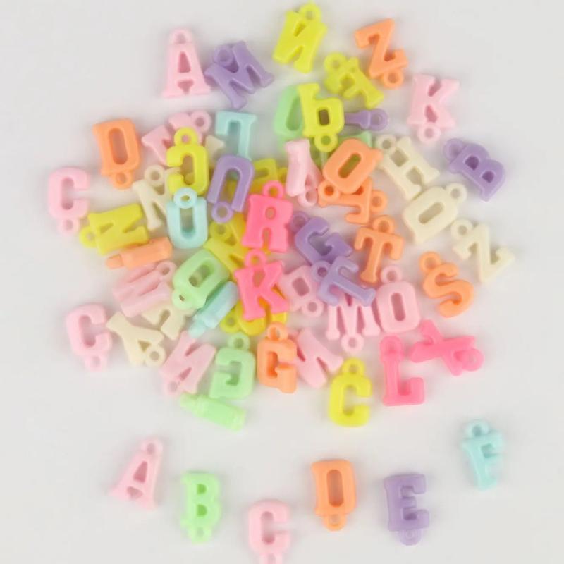 200pcs Candy Acrylic Beads Letter Shape for Girls DIY Jewelry Making
