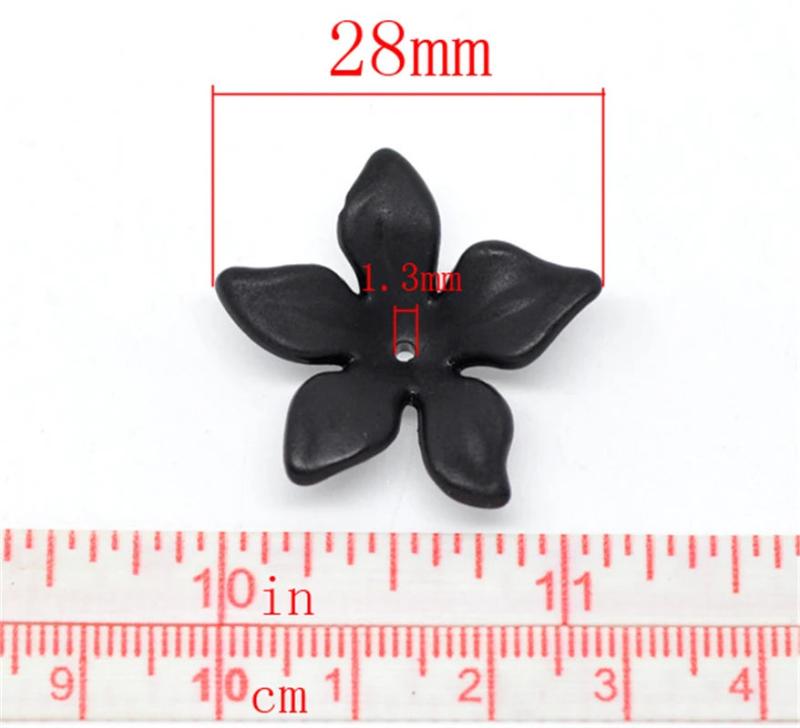 80Pcs Flower Frosted Acrylic Beads 28x7mm(B14821)