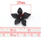 80Pcs Flower Frosted Acrylic Beads 28x7mm(B14821)