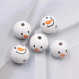20mm Snowman Pattern Wooden Beads for Jewelry Making