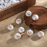 20mm Snowman Pattern Wooden Beads for Jewelry Making