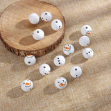 20mm Snowman Pattern Wooden Beads for Jewelry Making