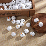 20mm Snowman Pattern Wooden Beads for Jewelry Making