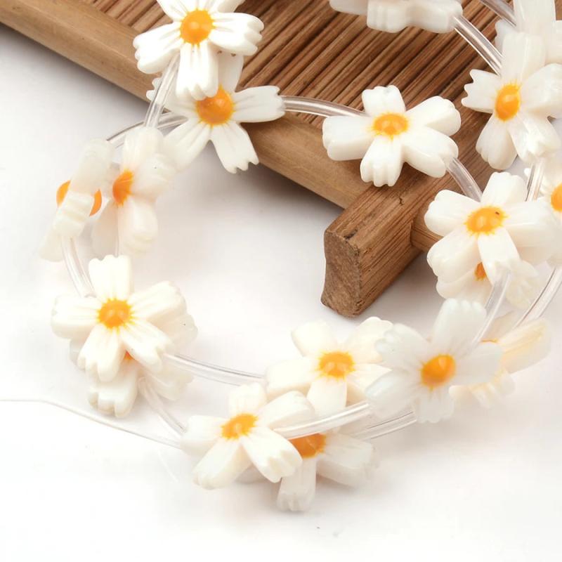 15mm Pink Flower Shell Beads for Jewelry Making DIY Bracelets