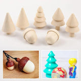 2pcs Christmas Wooden Tree Decor Painted Toys DIY Natural Craft Accessories
