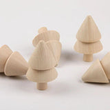 2pcs Christmas Wooden Tree Decor Painted Toys DIY Natural Craft Accessories