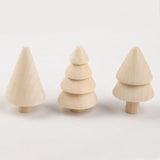 2pcs Christmas Wooden Tree Decor Painted Toys DIY Natural Craft Accessories