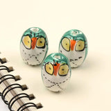 5pcs Owl Ceramic Beads Charms 17x22mm Porcelain Beads for Jewelry Making
