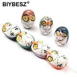 5pcs Owl Ceramic Beads Charms 17x22mm Porcelain Beads for Jewelry Making