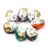 5pcs Owl Ceramic Beads Charms 17x22mm Porcelain Beads for Jewelry Making