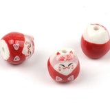15x16mm Cartoon Ceramic Lucky Cat Animal Ornament for Jewelry Making