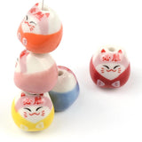 15x16mm Cartoon Ceramic Lucky Cat Animal Ornament for Jewelry Making