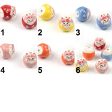 15x16mm Cartoon Ceramic Lucky Cat Animal Ornament for Jewelry Making