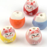 15x16mm Cartoon Ceramic Lucky Cat Animal Ornament for Jewelry Making