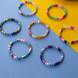 30Pcs 8*8MM Square Shape Enamel Beads Colorful Elastic Bracelets Beads
