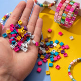 30Pcs 8*8MM Square Shape Enamel Beads Colorful Elastic Bracelets Beads