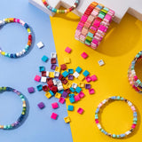 30Pcs 8*8MM Square Shape Enamel Beads Colorful Elastic Bracelets Beads